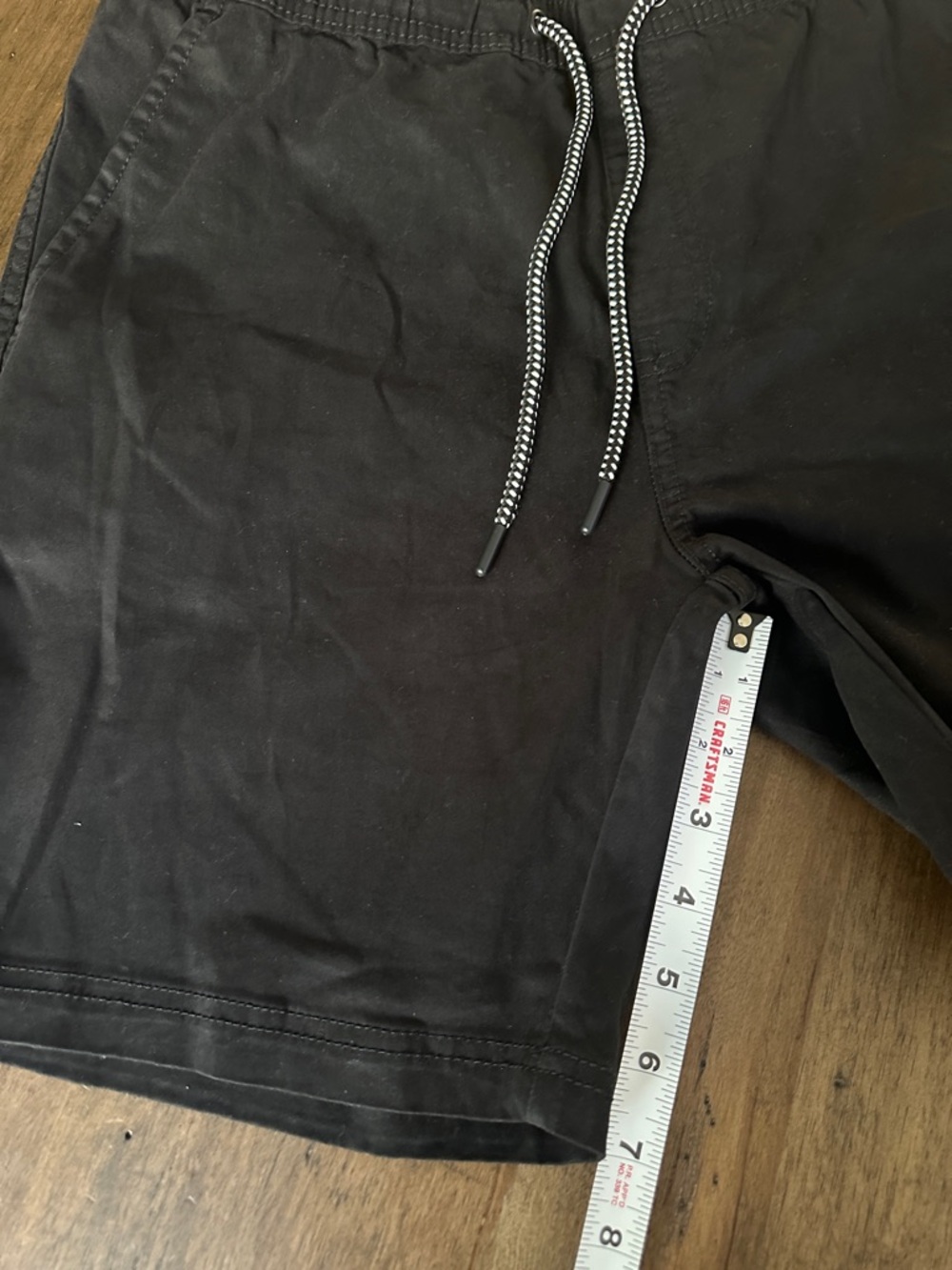 Men's Black Drawstring Shorts - Picture 3 of 6